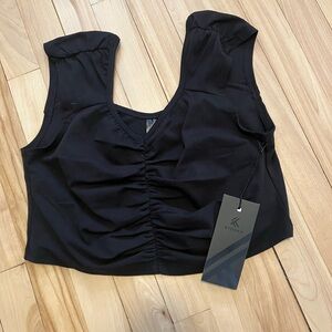 Kyodan Black Ruched Crop Top Tank - L